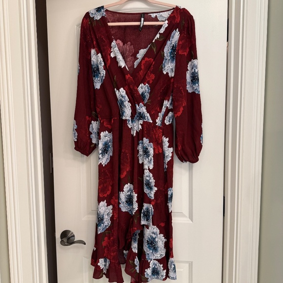 🌺 Anthropologie Plenty by Tracy Reese Aleah Dress | Red Floral Motif | Sz L - Picture 1 of 6